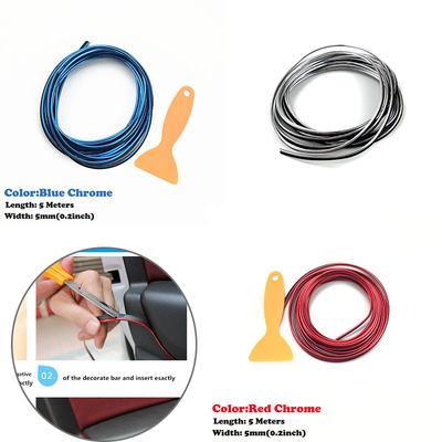 UNIVERSAL 5M CAR DIY Moulding Trim Interior Exterior Dashboard Edge Protection Decoration Strip Line Chrome Styling Accessories
