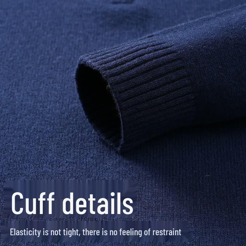 SHANSHAN Men's 90% Wool 10% Cashmere Blend Stand Collar Sweater