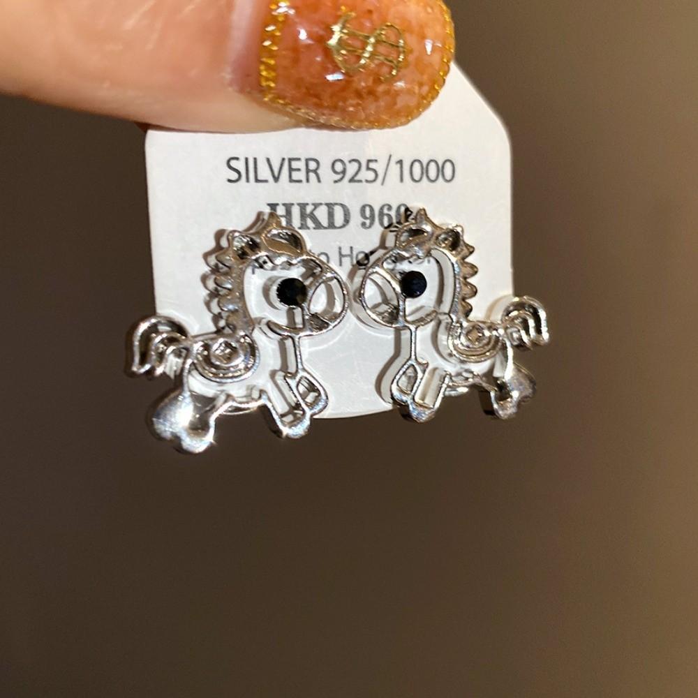Cartoon Horse Metal Pony Earrings Zinc Zinc Alloy Horse Mascot Drop Earrings  Year of Horse Gift