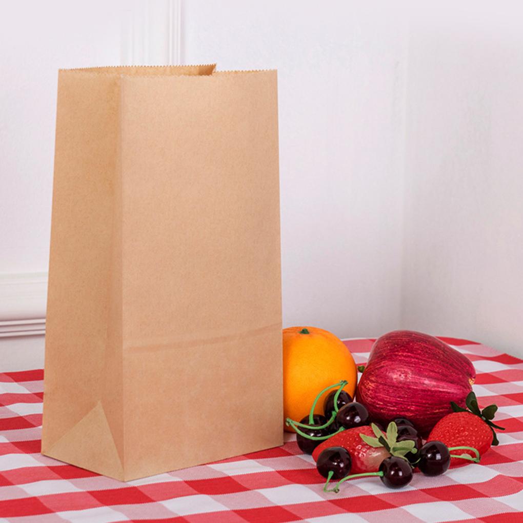 50Pcs Kraft Paper Bags Flat Grease Proof Snacks Cookie Sandwich Food