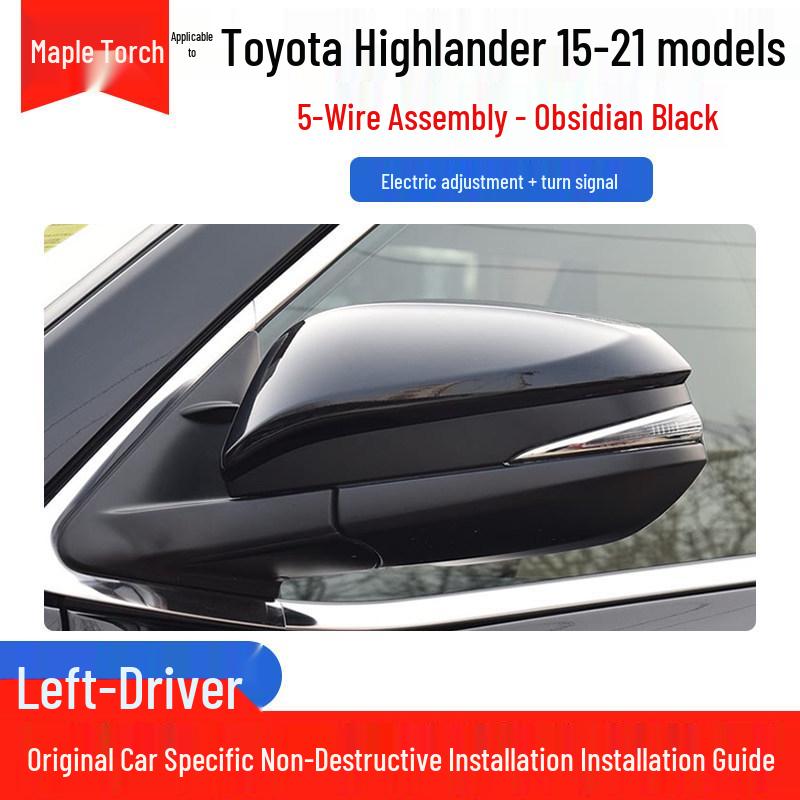 Rearview Mirror Assembly for 15-21 Toyota Highlander: Original Exterior Reflective Reversing Mirror