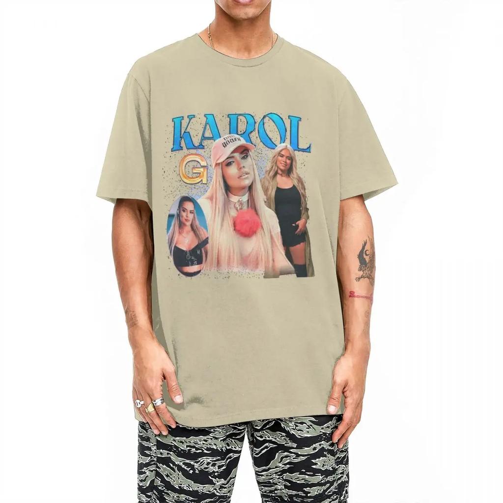Men's T-Shirts Karol G Bootleg Intage Vintage Cotton Tee Shirt Short Sleeve Bichota Tour T Shirts Round Collar Clothing Gift