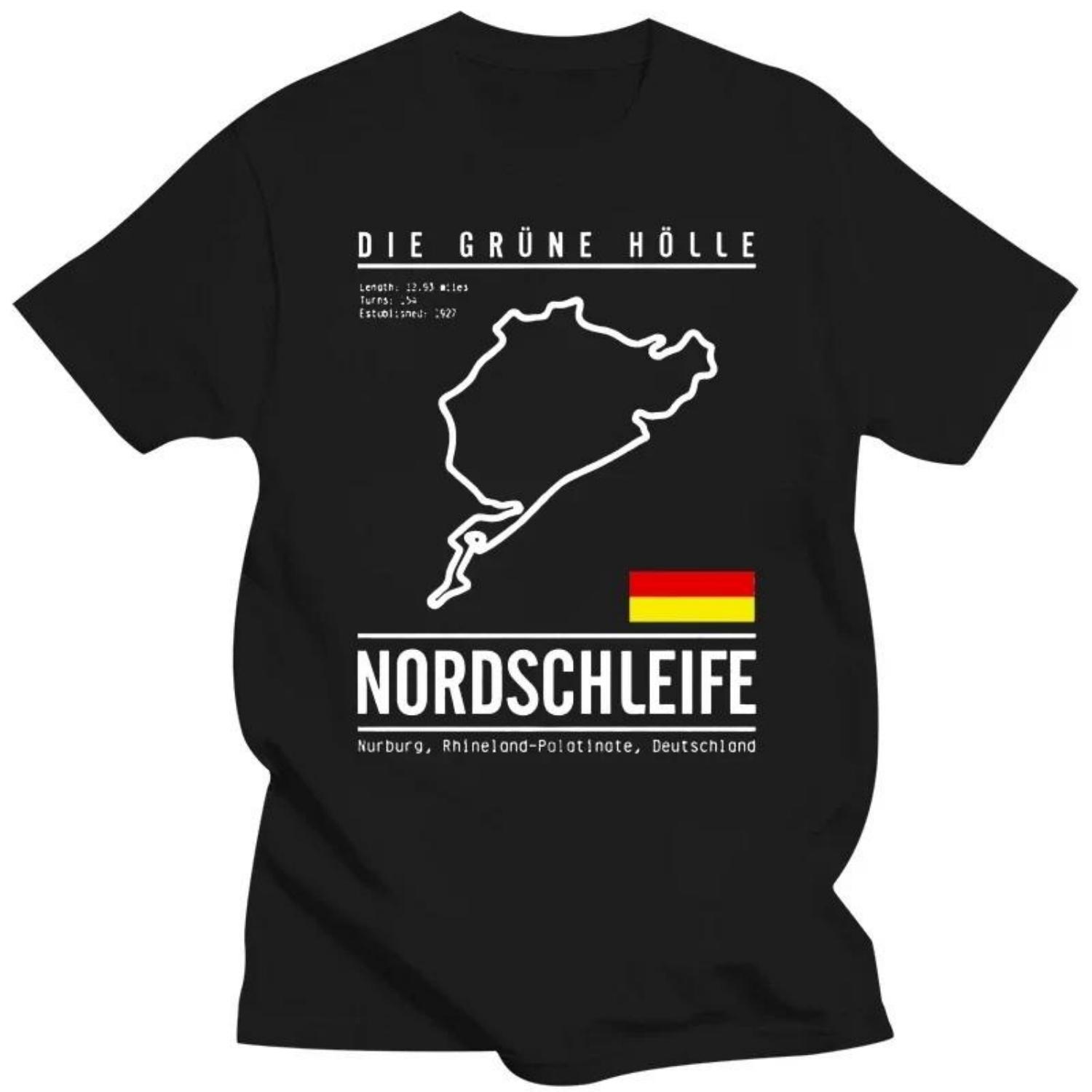 2025 New Short-sleeved Nurburgring Grand Prix German Circuit Race Fun 100% Cotton Casual Men s Loose T-shirt S