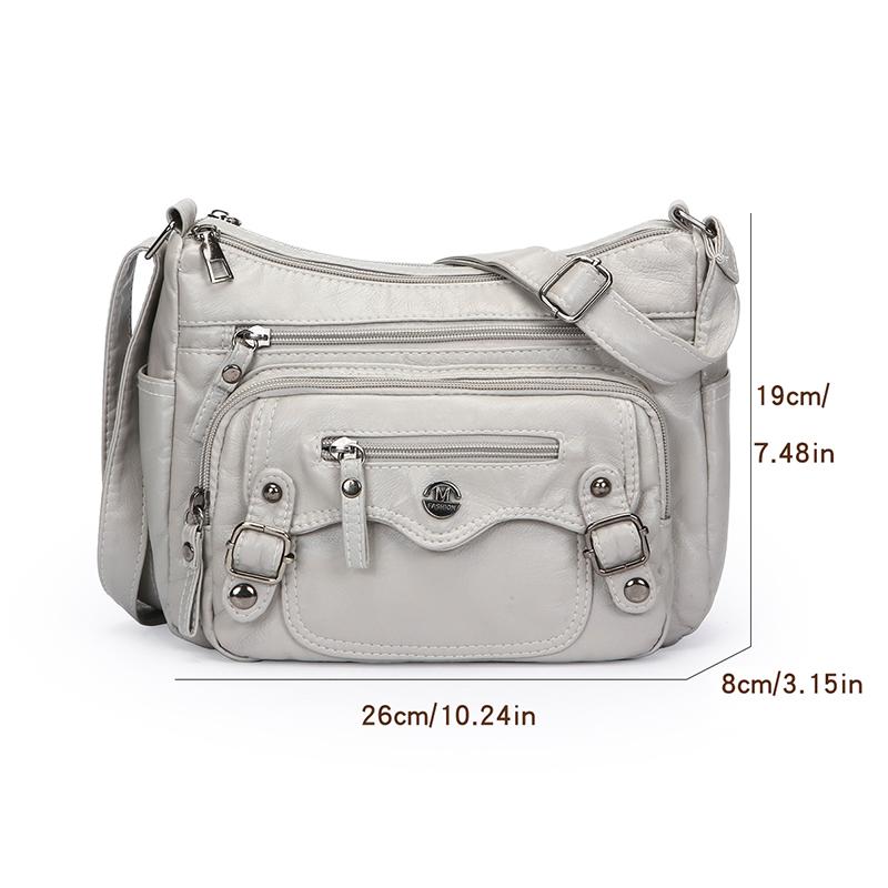 Skulderveske Stor Kapasitet Flerlags Mykt Skinn Dameveske Middelaldrende Og Eldre Morsveske