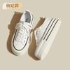 Platform canvas shoes women's 2025 new Korean version of white shoes sports and leisure shoes heightening round head lace-up low-top board shoes
