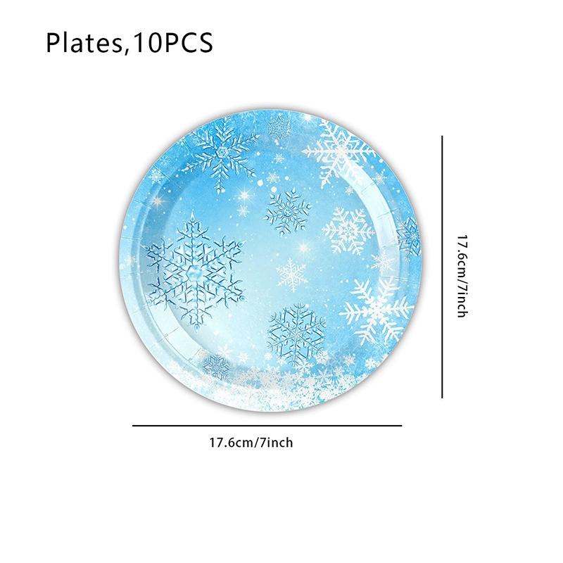 Frozen Birthday Party Supplies Disposable Tableware Winter Snowflake Paper Plates Napkins Cups for Baby Shower Christmas Decor