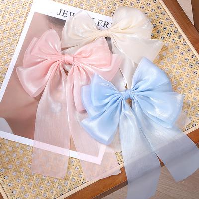 1 STÜCK Mädchen Blau Rosa Große Schleife Band Haarspange Elegant Schlicht Frühling Sommer Haarspangen Nadeln Retro Stirnbandspangen Haarschmuck