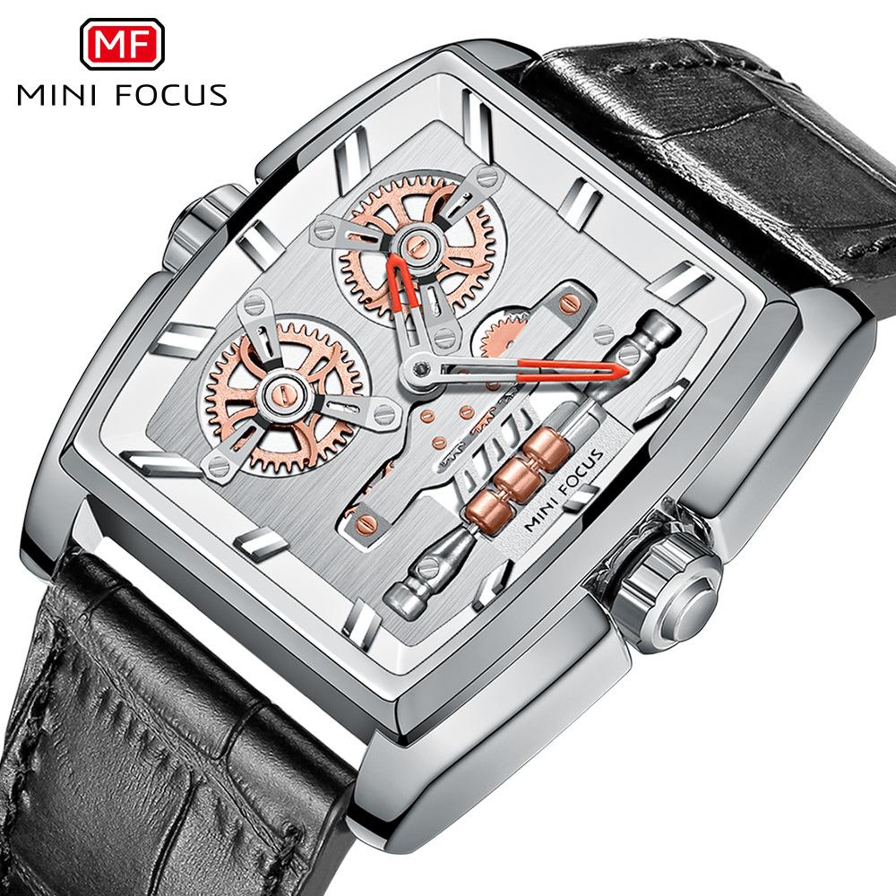 Watch Barrel Type Case Electromechanical Bicycle Men's Watch Genuine Leather Strap Men's Watch