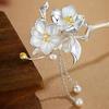 Pure Sterling Silver Begonia Tassel Hairpin - Ancient Hanfu Style Gift