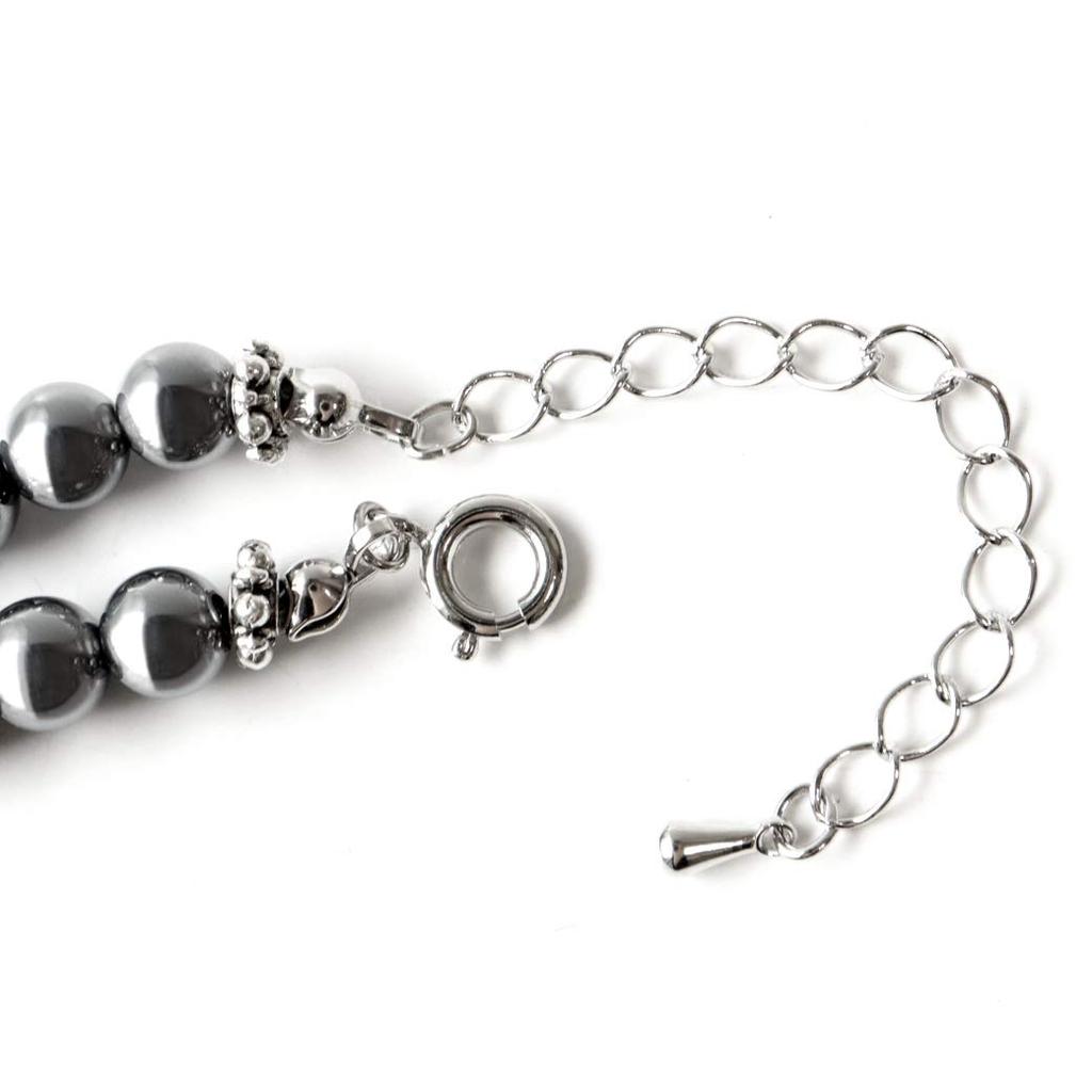 [GOLD STONE] Genuine Terahertz Ore Necklace, 6mm, High Purity, with Adjustable Hook (5cm), Approx. 40cm Long