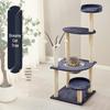 Black Plush Multi-Layer Cat Tree with Warm Space Capsule and Climbing Bed