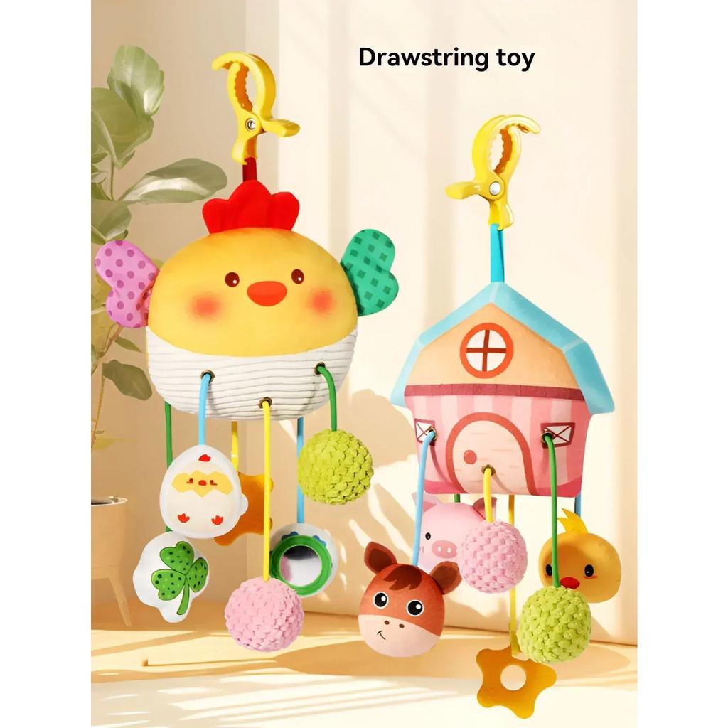 New Baby Bed Hanging Drawstring Toy Newborn Baby Stroller Toy Cute Animal Educational Toys Hand Grip Plush Bebe Fun Bedtime Toys