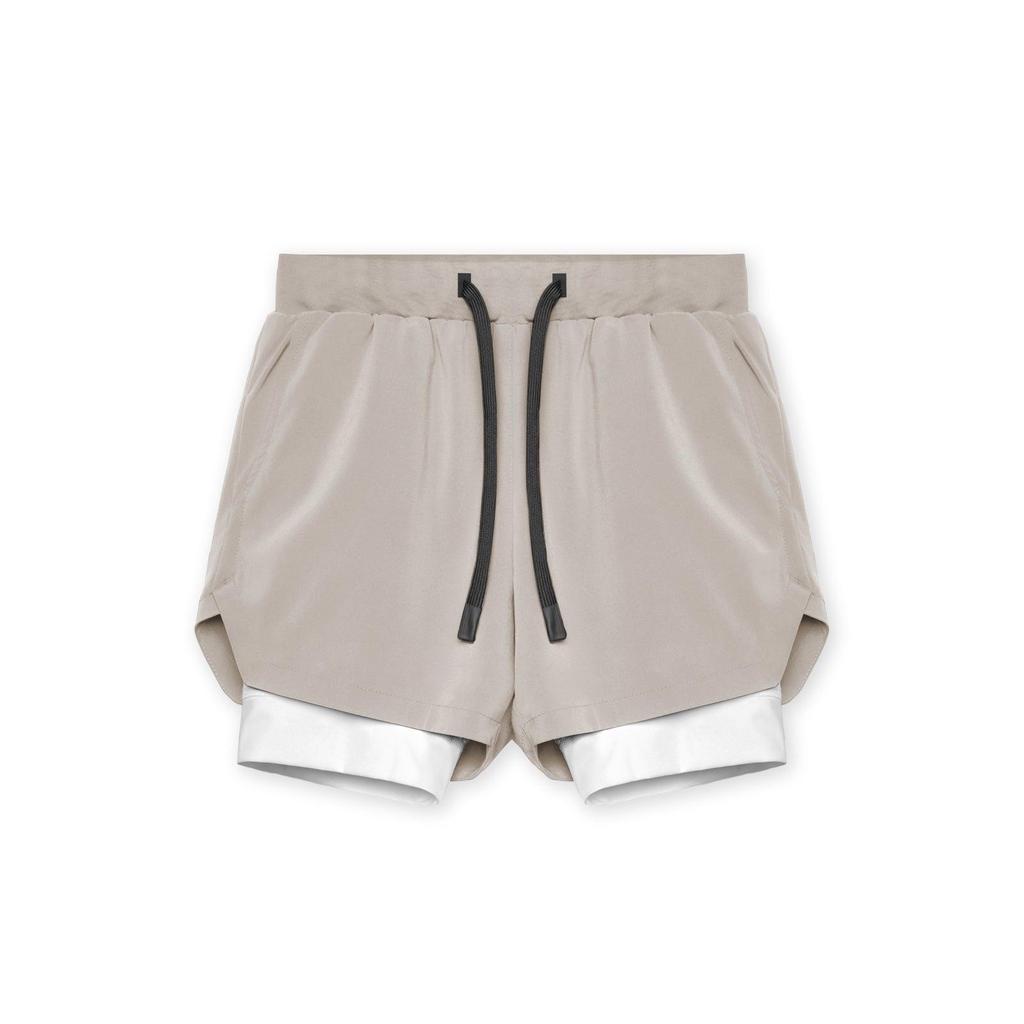 Europäische & Amerikanische Herren Doppellagige Muskel-Fitness-Shorts - Sommer Casual Sport Fünf-Punkt-Hose