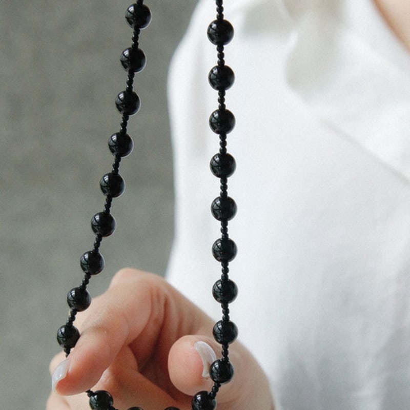 

J.Lauren 8mm Onyx Silver Necklace Bn0574 single type