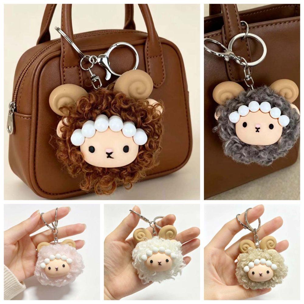 Mini Size Miniature Plush Sheep Doll Pastel Colors Animal Hanging Ornament Trendy Girls