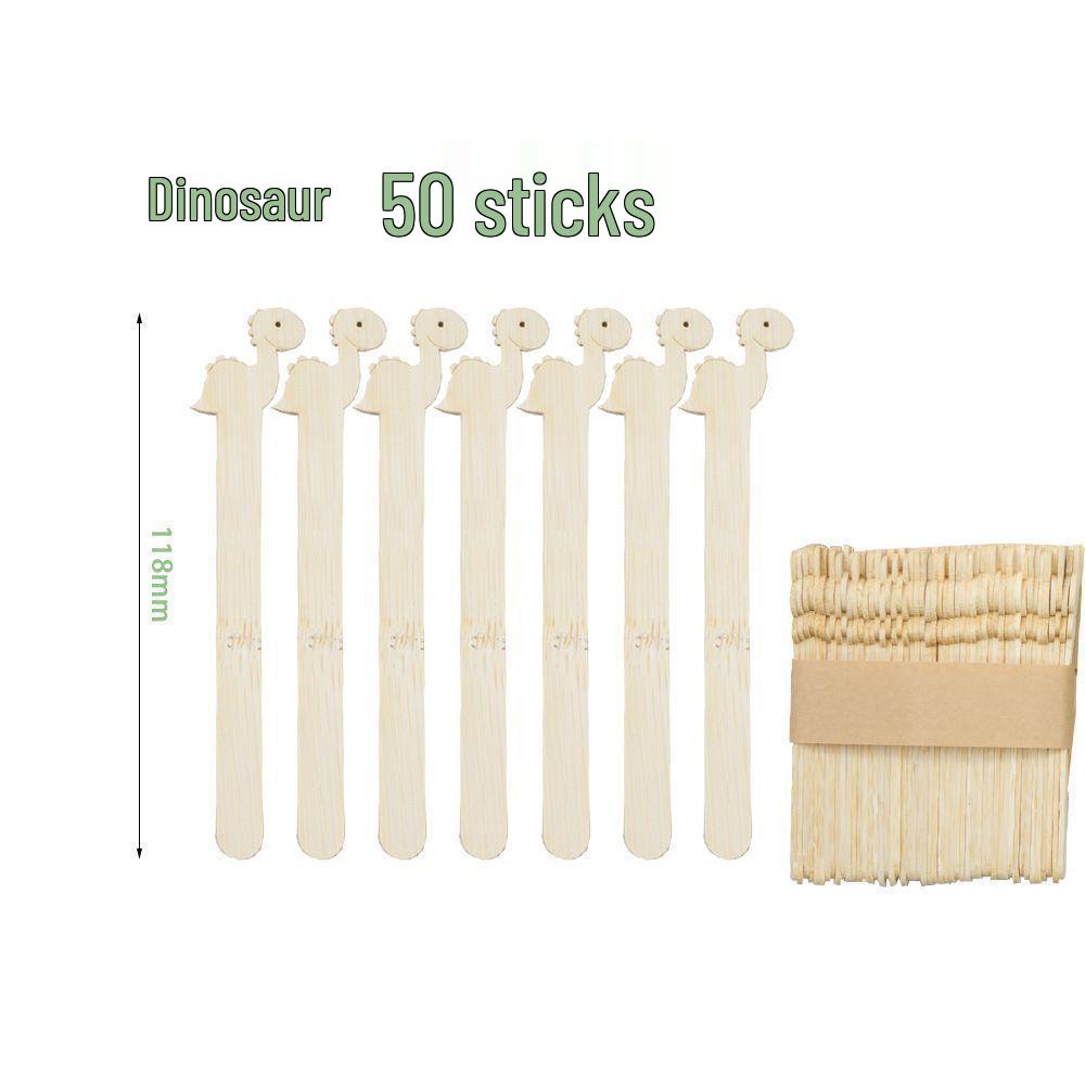 Disposable Bamboo Ice Cream Sticks with Cartoon Animal Design and Ambidextrous Logo Tanghulu Skewer