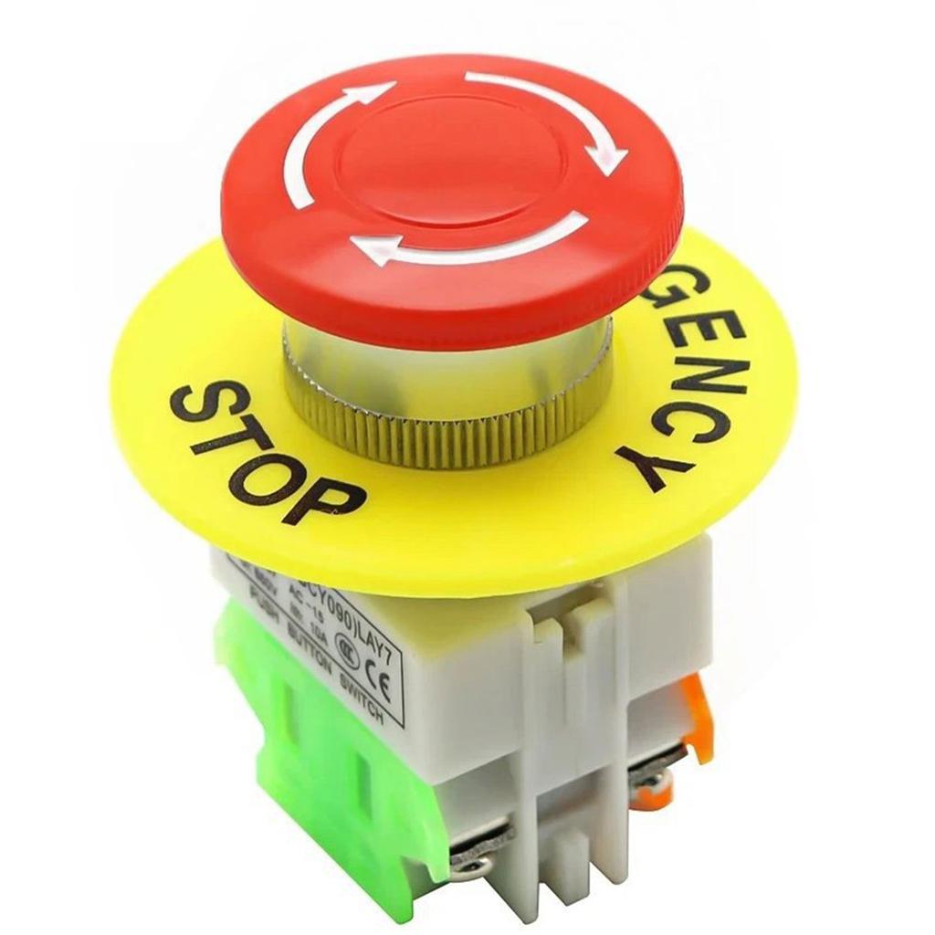 22mm Emergency Stop Switch Push Button 660V 10A Red Sign Mushroom Emergency Stop Switch Dustproof Waterproof for Industry