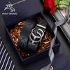 Men's Reversible Top Grain Cowhide Leather Belt with Automatic Buckle and Gift Box