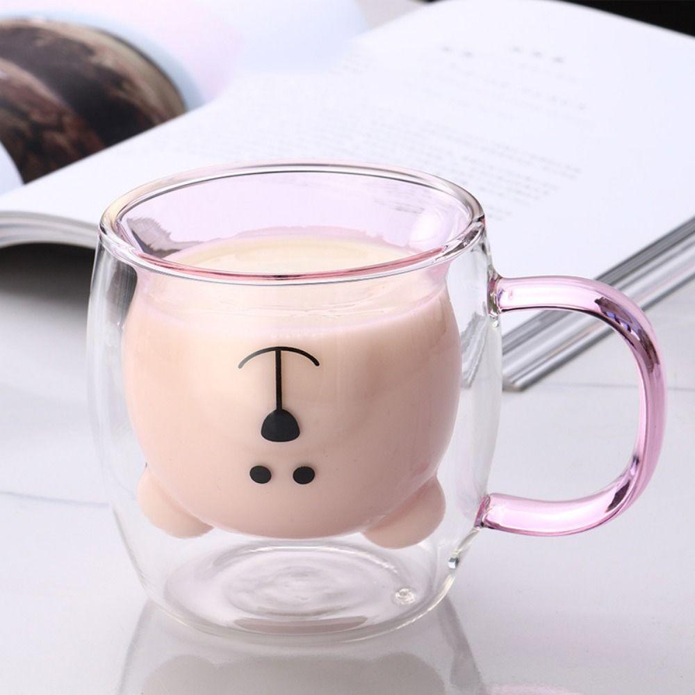 250ml Glass Cup Transparent Coffee Mug Personal Bear Tea Coffee Cup Kitchen supplies