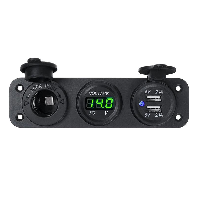 12V Dual USB 4.2A Car Charger with LED Digital Voltmeter Voltage Cigarette Lighter Power Socket Plug Adapter For Car Boat RV