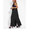 Women's Summer Fashion Casual Cotton Linen Maxi Dress Spaghetti Strap Side Split Sleeveless Loose Fit Beach Vacation Holiday Long Dress