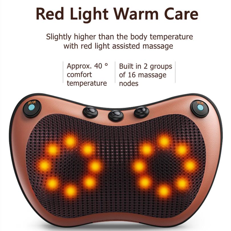 Jinkairui Neck Massage Pillow Kneading Heating Home Car Use