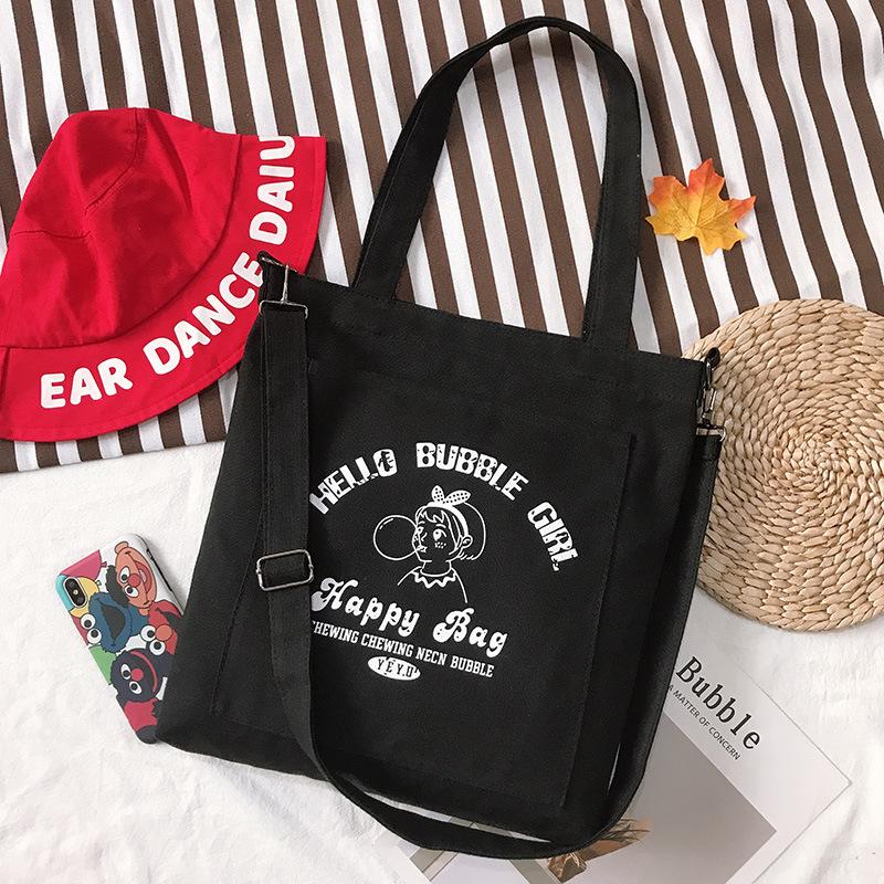New canvas bag women's trend simple fashion women's bag shoulder bag fresh element handbag