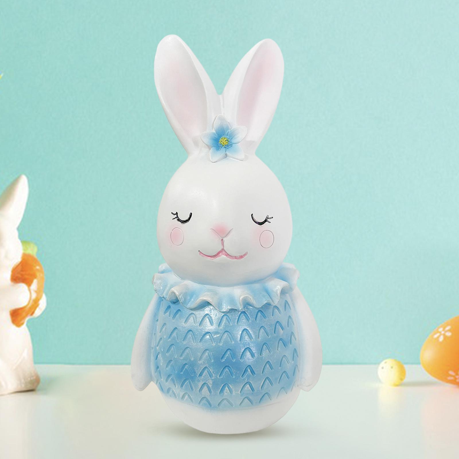 

Статуэтка кролика Очаровательный подарок на новоселье Коллекционная пасхальная декорация Фигурка кролика из смолы Декор для дома на балкон Патио Веранду синий