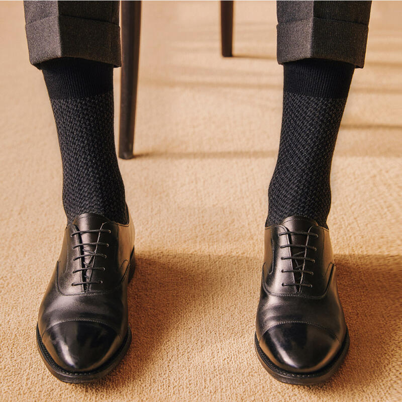 Men's formal socks Harrington pattern socks HA-76 black 3-pack set