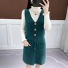 Faux Mink Knitted Waistcoat Spring and Autumn Mohair V-neck Vest Knitting Versatile Sleeveless Mid-length Casual Women's Dress