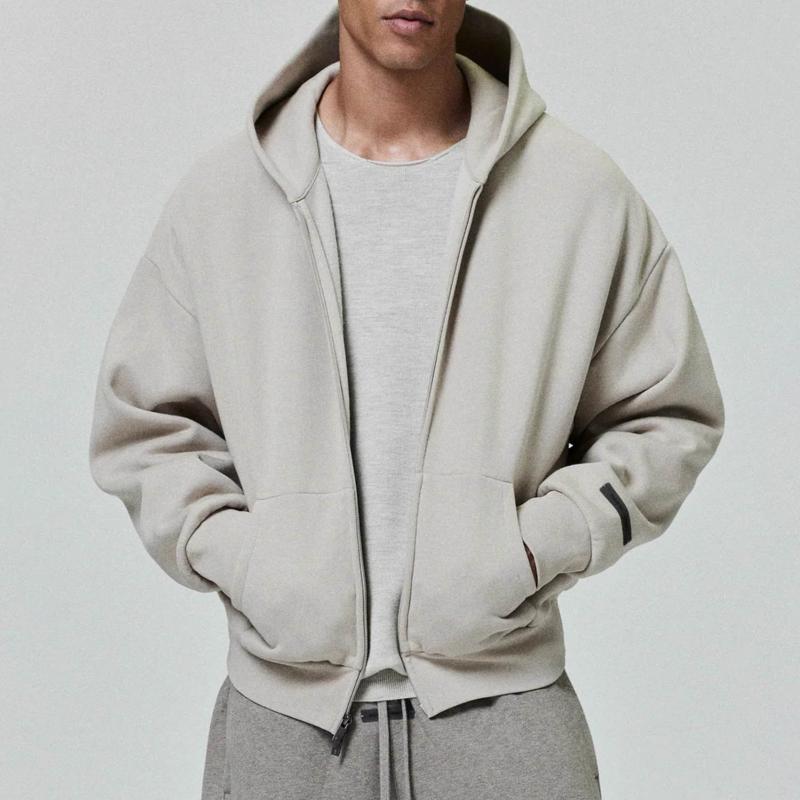 CRAZY Street Hoodie Zip-Up Kapuzenpullover Terry gefüttert Metallic Lässig Übergroße Passform