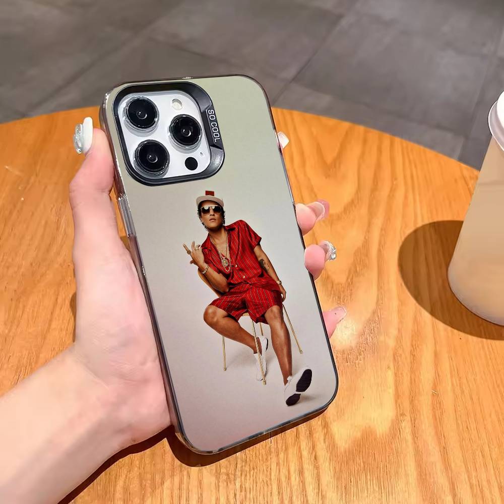 

B-Bruno M-Mars Retro Music Phone Case For iPhone17,16,15,14,13,12,11,Pro,MAX White Matte Shockproof Cover iPhone12PROMAX