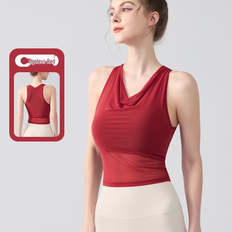 Europäische und Amerikanische Tie-Dye Sportweste: Schwingender und Neckholder-Ausschnitt mit Brustpolstern, Netzdesign, Perfekt für Yoga und Fitness