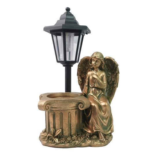 Solar Angel Ornaments, Resin Outdoor Decorative LED Lights, Warm Glow Ornament for Courtyards Gardens Landscaping