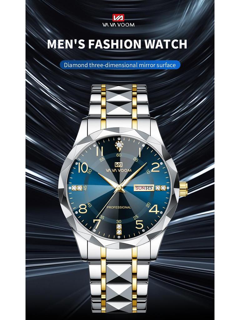 Wow Order Change Logo Men's Diamond-Cut Design Wristwatch