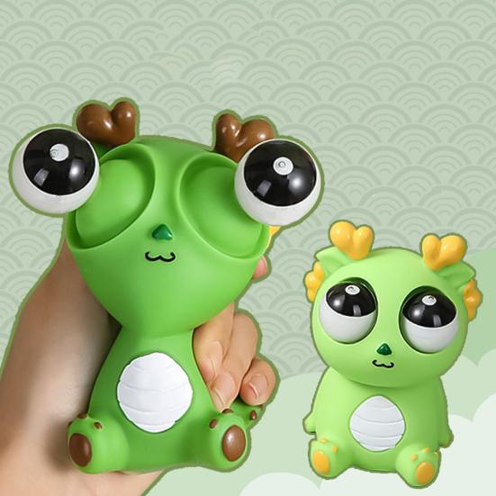 Herausspringender Augen Drache Quetschspielzeug Angst Stressabbau Sitzender Cartoon Drache Knet-Sensorisches Spielzeug Weicher Stressball Tierisches Fidget Spielzeug
