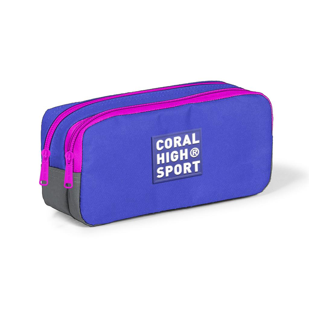 coral high Sport Lavender Grey Double Compartment Pencil Bag 22278