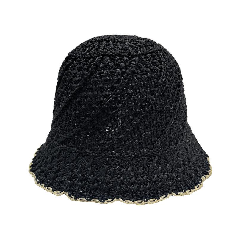 Straw Hat Women's Summer Sun Shading and Sun Protection Beach Sun Hat Hollowed Out Breathable Woven Fisherman Hat