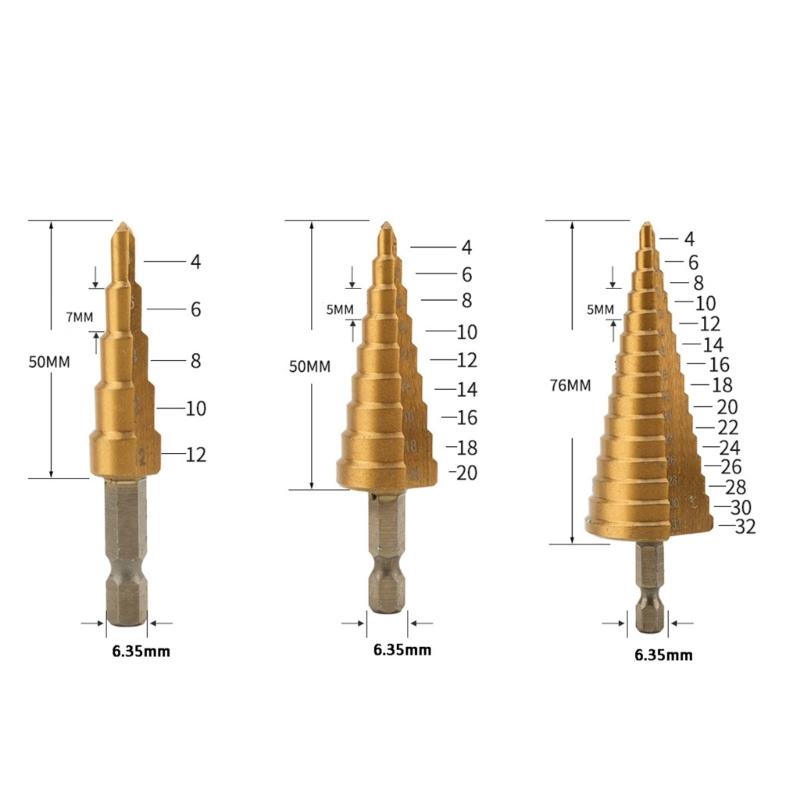 Professional Metal Drill Bit Set with High Speed Steel Coating 3 Sizes Step Twist Bits for Woodworking and Accuracy Drilling