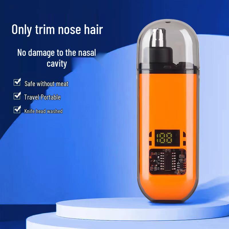 Compact Digital Nose Hair Trimmer with Washable Cutter Head and Display.