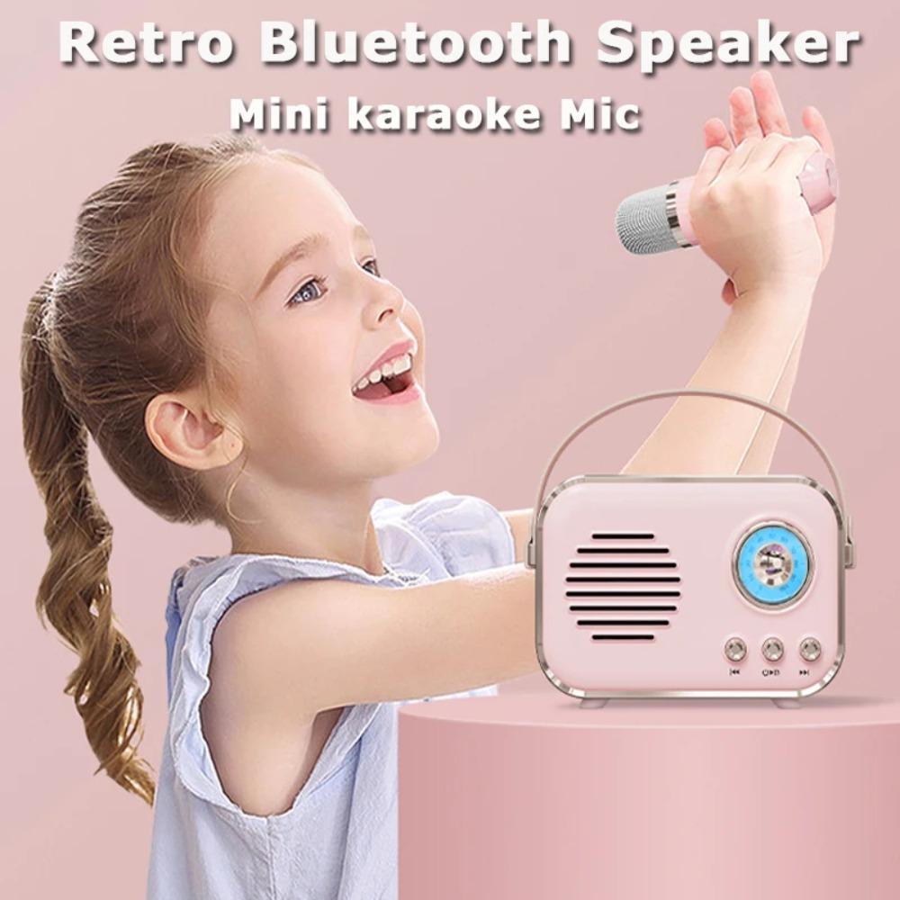 

Wireless Mic Karaoke Speaker with Microphone Retro Soundbar Wireless Bluetooth Speaker MP3 Playe green-speaker
