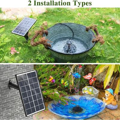 3.5W Solar Water Fountain Pump, Solar Fountain with Glass Solar Panel and Nozzle for Garden Fish Tanks Outdoor Swimming Pools