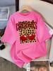 Leopard Cherry Creative Design Womens Tee Shirts Cotton Casual T Shirt Summer O-Neck Streetwear Soft Oversized Short Sleeve