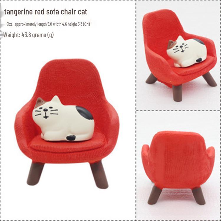 ZAKKA Cute Cat Heart Sofa Chair Miniature Resin Ornament
