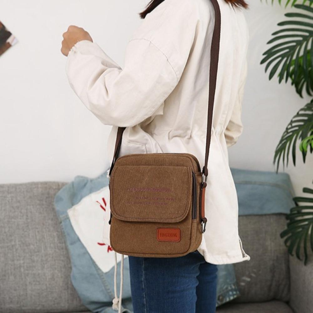 

Сумка-мессенджер Letter Canvas Crossbody Bag Women Simple Shoulder Bag Men Women чёрный