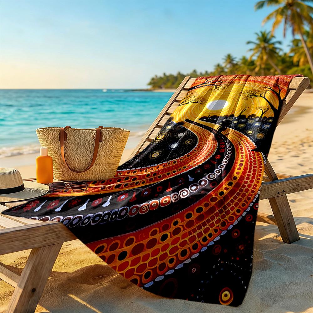 Australian Aboriginal Style Beach Towel Super Soft Microfiber Quickdry Fabric Comfortable Lightweight