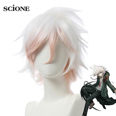 Anime Komaeda Nagito Wig Danganronpa Cosplay Wig Anime Cosplay Hair Synthetic Heat Resistant Hair Komaeda Nagito Cosplay Wigs +Wig Cap