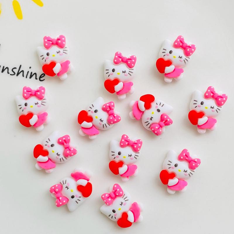 30 Pcs Cute Mini Cartoon Kitten Animal Resin Figurine Crafts Scrapbook Diy Jewelry Children Gift Hairpin Accessories A88