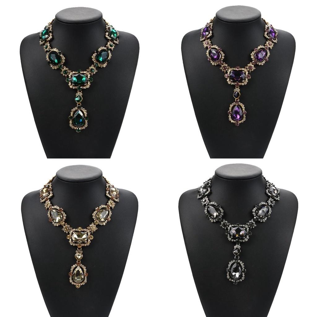 Alloy Pendant Exquisite Necklace With Gemstone Inlay Perfect For Wedding Celebrations And Memories Travel
