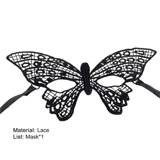 Krajková dutá černá oční maska různé styly maškarní oční maska halloweenské potřeby